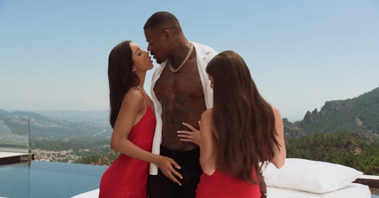 Black Giant and Two European Babes Have an Outdoor Threesome